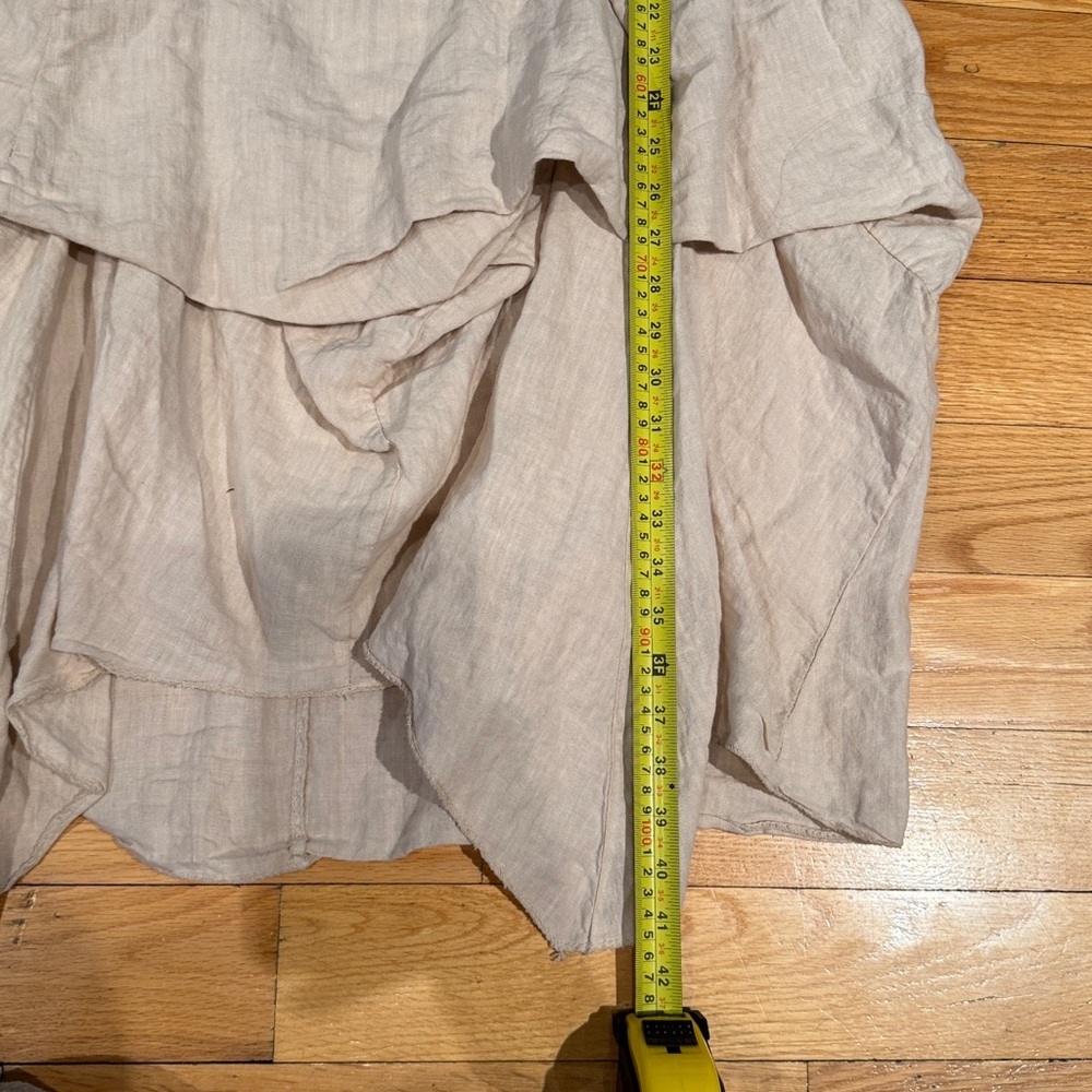 Italian artisanal asymmetrical layered 100% linen dress - Picture 8 of 9